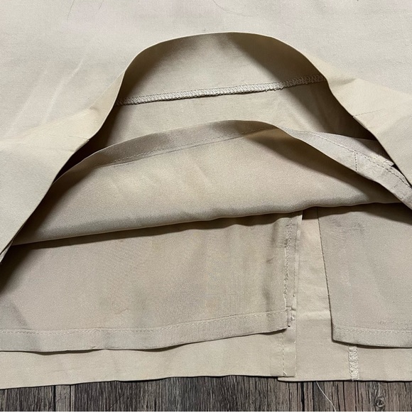 Marina Rinaldi Knee Length Lined Back Slit Beige Straight Pencil Skirt Silk 14 - Picture 6 of 10